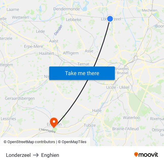 Londerzeel to Enghien map