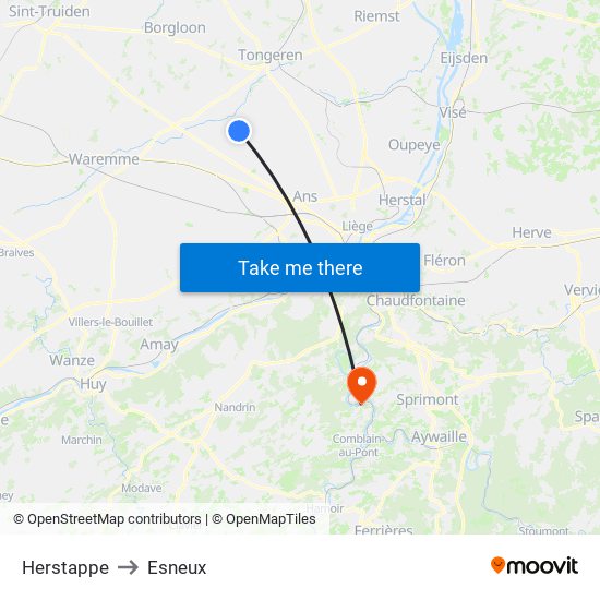 Herstappe to Esneux map