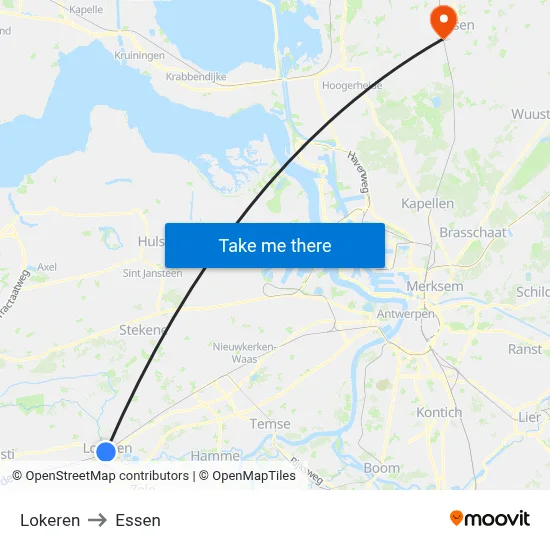 Lokeren to Essen map