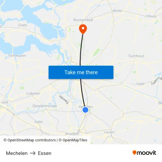 Mechelen to Essen map