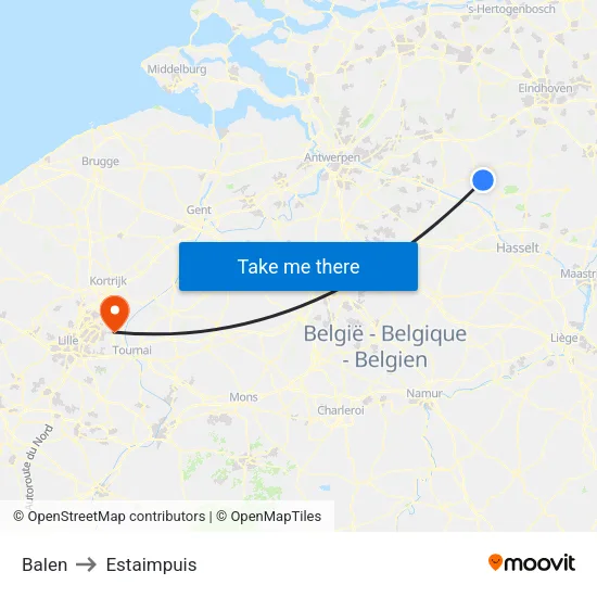 Balen to Estaimpuis map