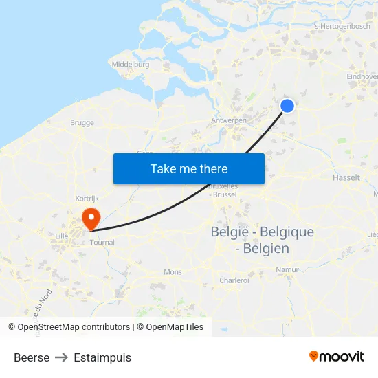 Beerse to Estaimpuis map