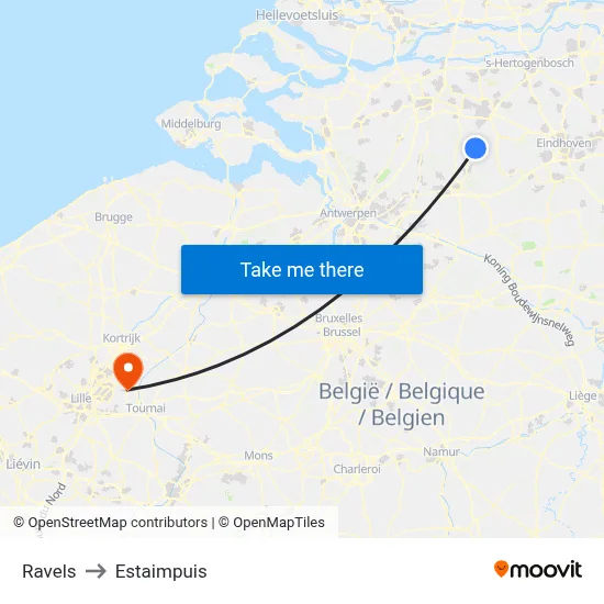 Ravels to Estaimpuis map