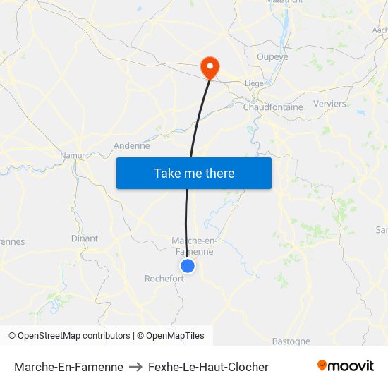 Marche-En-Famenne to Fexhe-Le-Haut-Clocher map