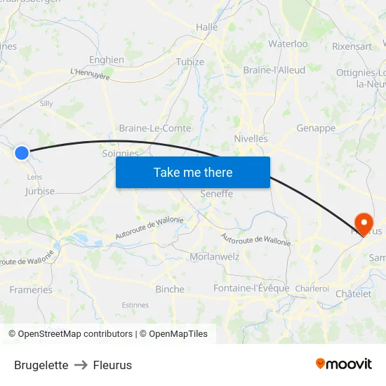 Brugelette to Fleurus map
