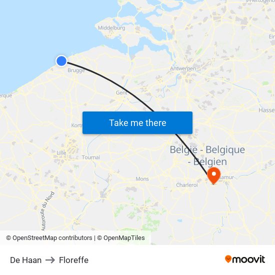 De Haan to Floreffe map