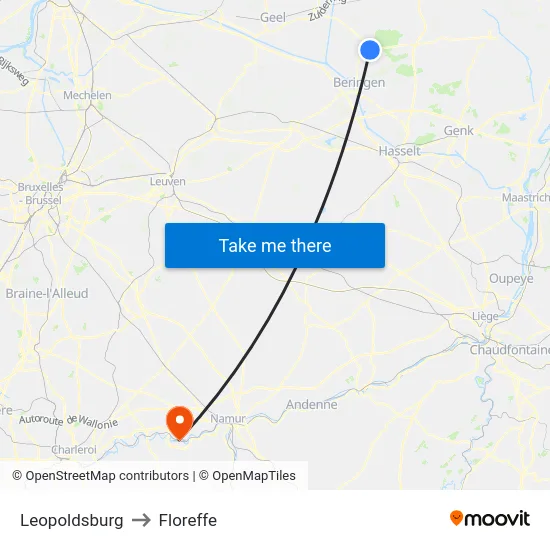 Leopoldsburg to Floreffe map
