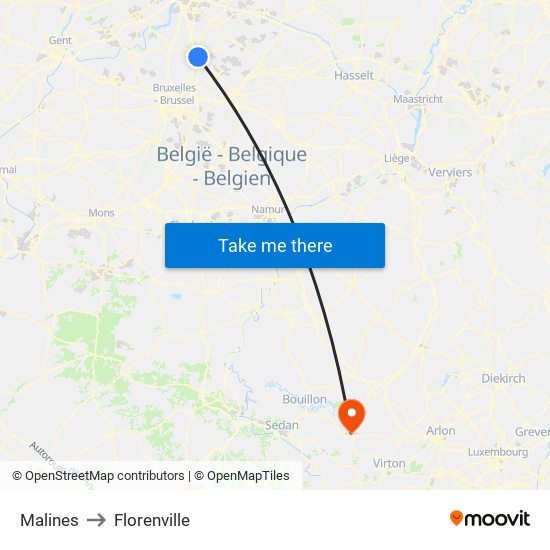 Malines to Florenville map