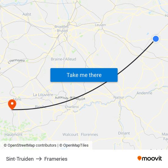 Sint-Truiden to Frameries map