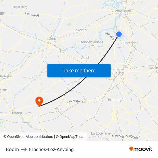 Boom to Frasnes-Lez-Anvaing map