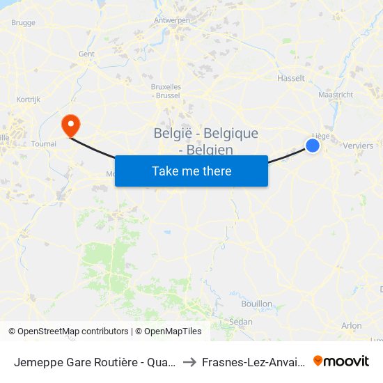 Jemeppe Gare Routière - Quai D to Frasnes-Lez-Anvaing map