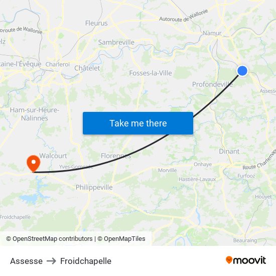 Assesse to Froidchapelle map