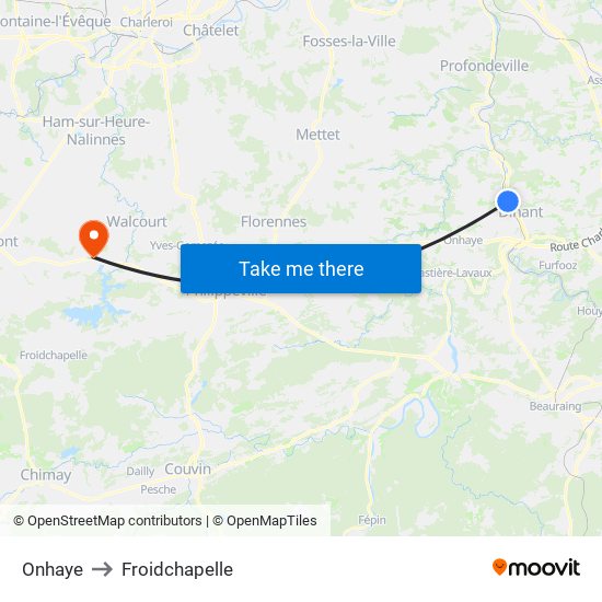 Onhaye to Froidchapelle map