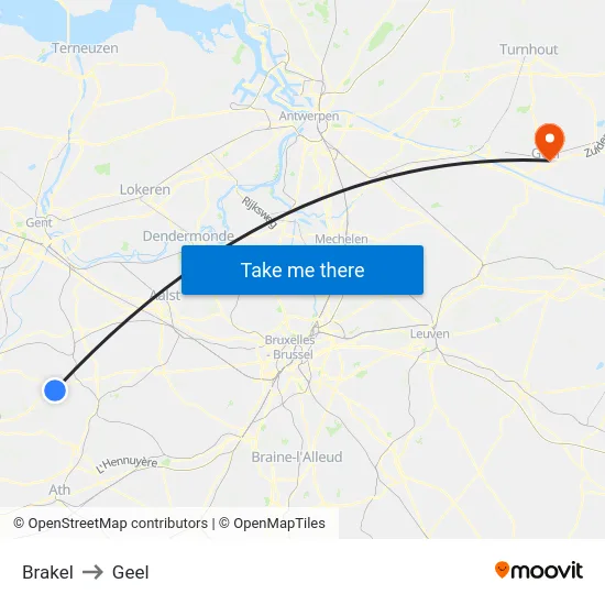 Brakel to Geel map