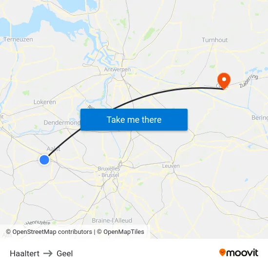 Haaltert to Geel map