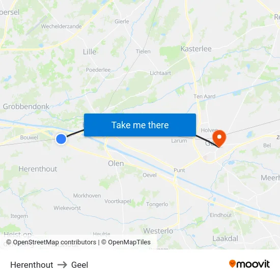 Herenthout to Geel map