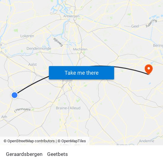 Geraardsbergen to Geetbets map