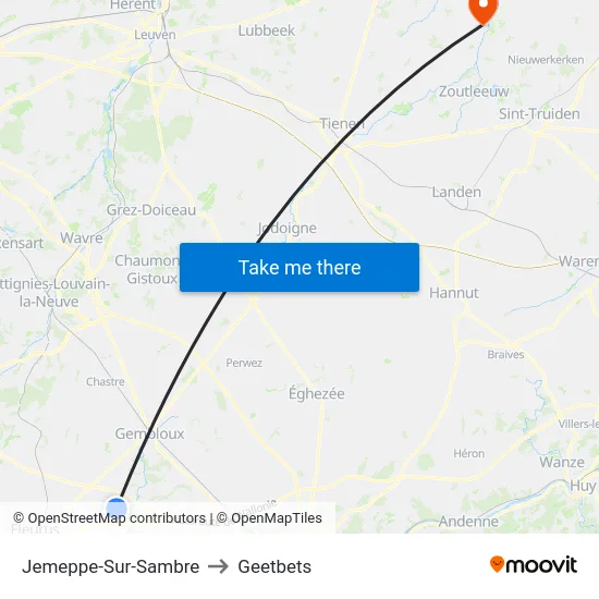 Jemeppe-Sur-Sambre to Geetbets map