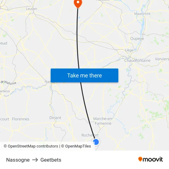 Nassogne to Geetbets map