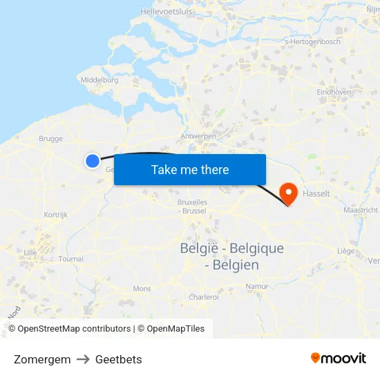 Zomergem to Geetbets map