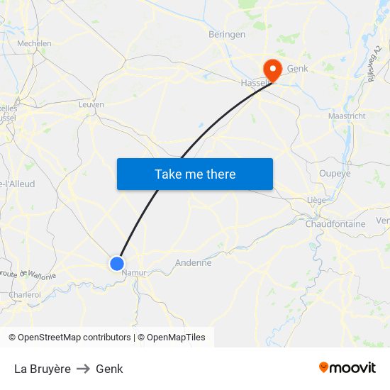 La Bruyère to Genk map