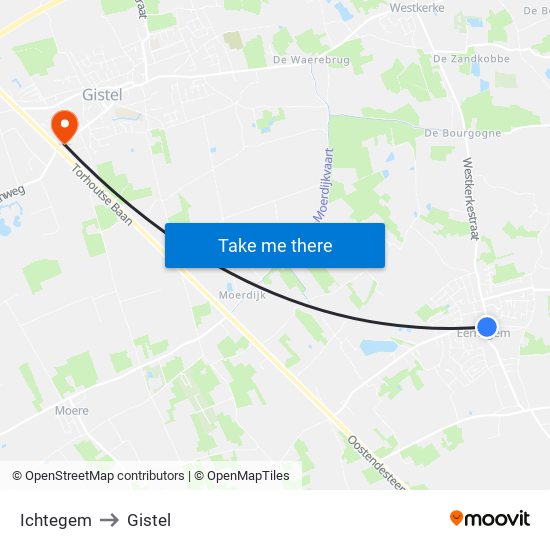 Ichtegem to Gistel map