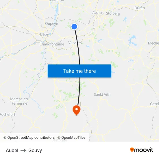 Aubel to Gouvy map