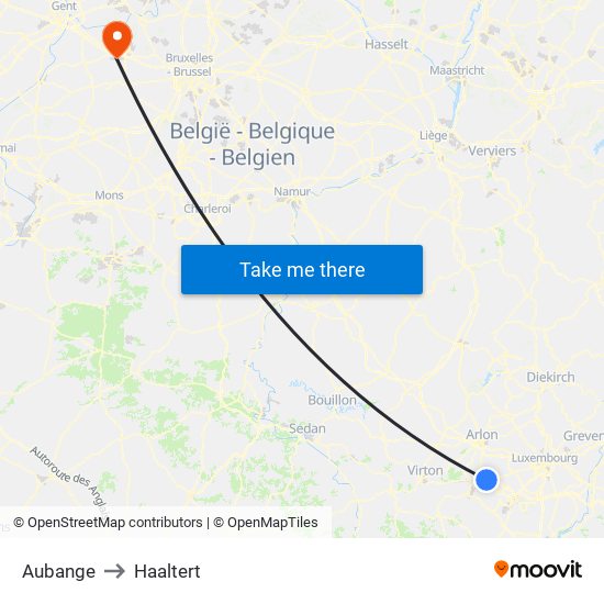 Aubange to Haaltert map