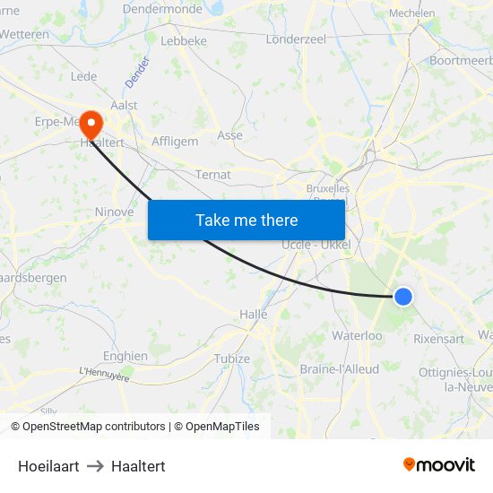 Hoeilaart to Haaltert map