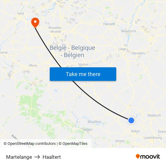 Martelange to Haaltert map