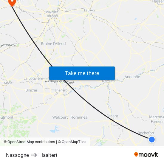 Nassogne to Haaltert map