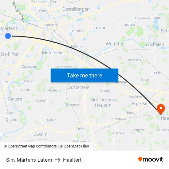 Sint-Martens-Latem to Haaltert map