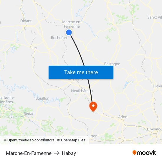 Marche-En-Famenne to Habay map