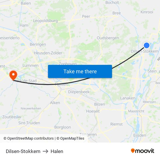 Dilsen-Stokkem to Halen map