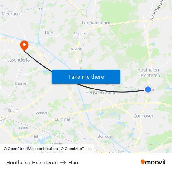 Houthalen-Helchteren to Ham map