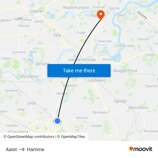 Aalst to Hamme map