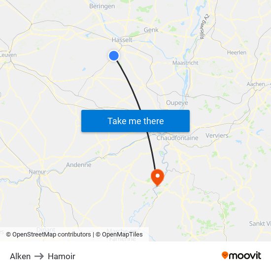 Alken to Hamoir map