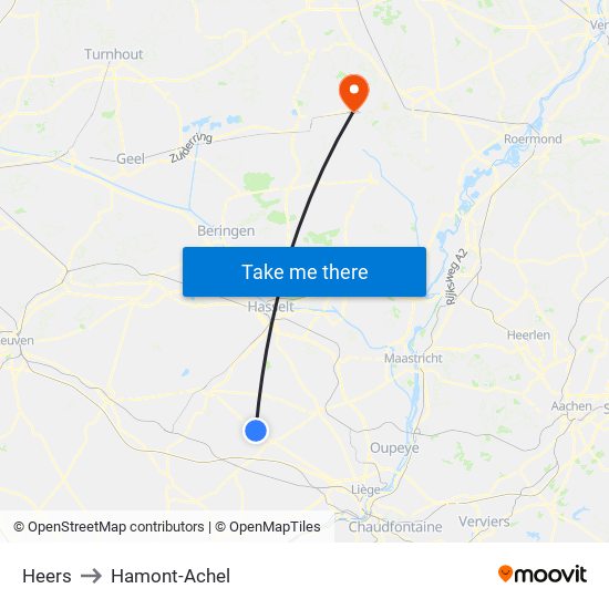 Heers to Hamont-Achel map