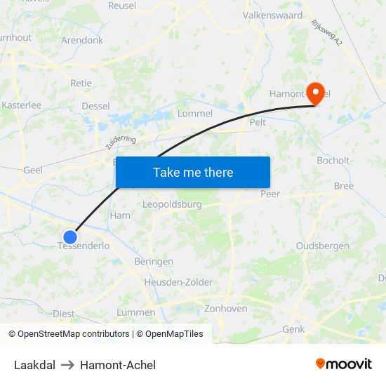 Laakdal to Hamont-Achel map