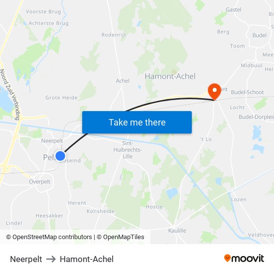 Neerpelt to Hamont-Achel map