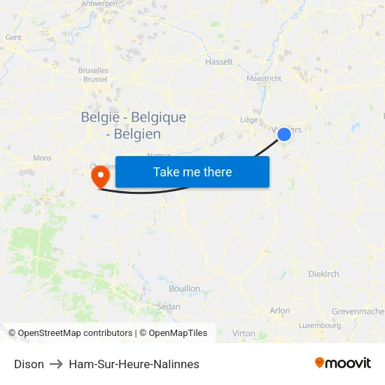 Dison to Ham-Sur-Heure-Nalinnes map