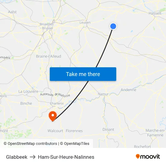 Glabbeek to Ham-Sur-Heure-Nalinnes map