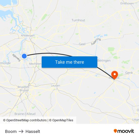 Boom to Hasselt map