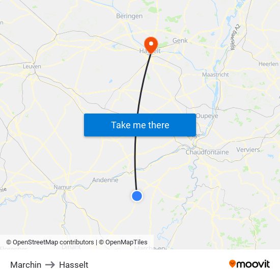 Marchin to Hasselt map