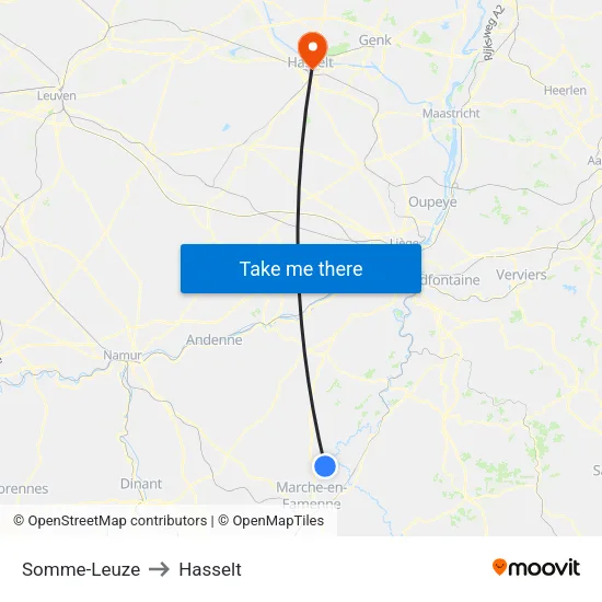 Somme-Leuze to Hasselt map