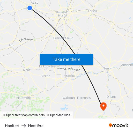 Haaltert to Hastière map