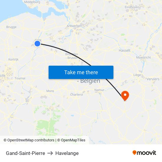 Gand-Saint-Pierre to Havelange map