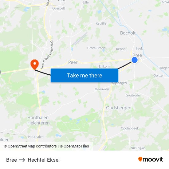 Bree to Hechtel-Eksel map