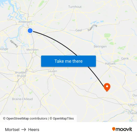 Mortsel to Heers map