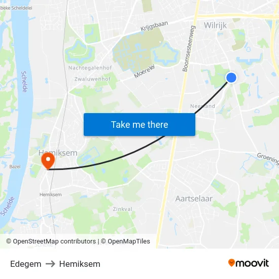 Edegem to Hemiksem map